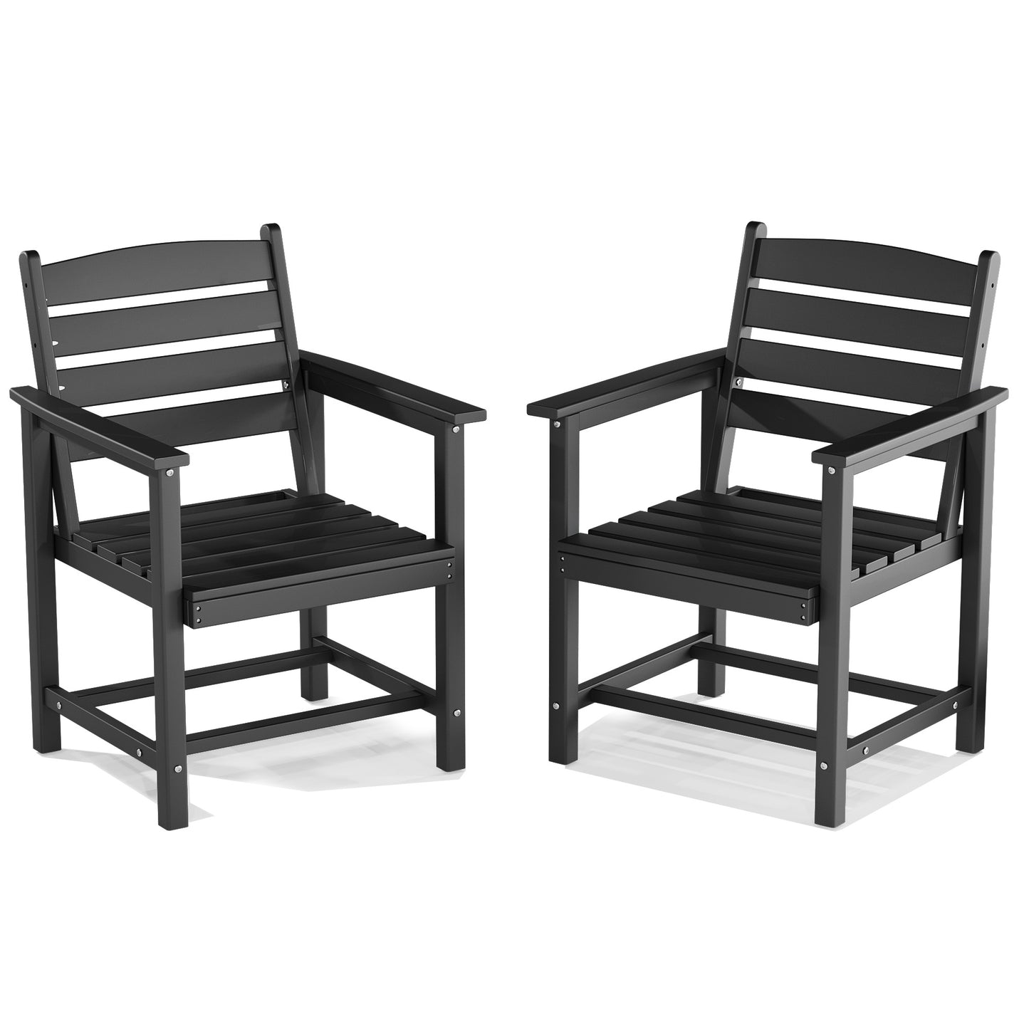 VONZOY Patio Dining Chairs Set of 2, HDPE Outdoor Furniture Set, Outdoor Dining Set for Garden, Backyard, Poolside (Black, 2 Chairs)