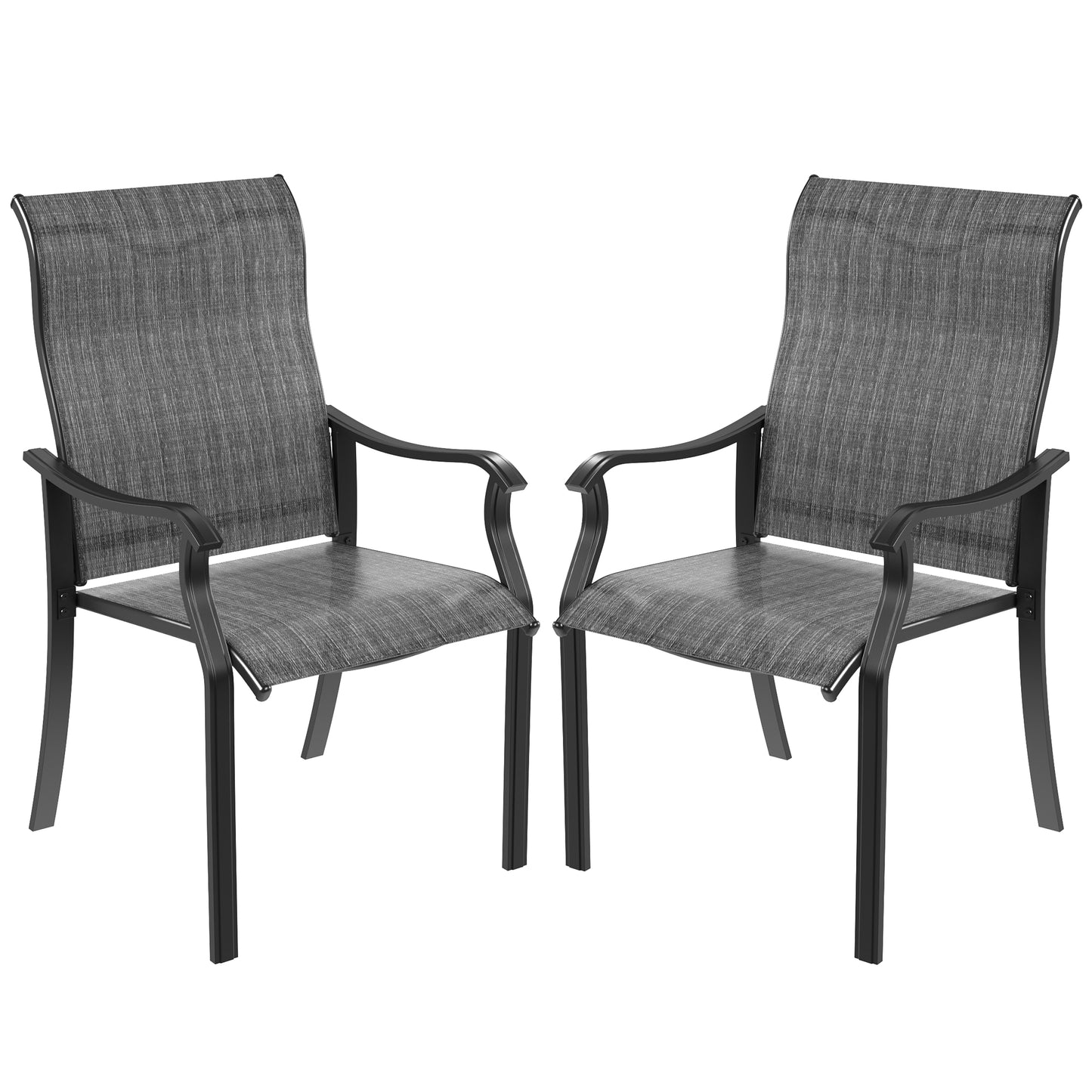 VONZOY Outdoor Patio Dining Chairs Set of 2, High Back Patio Chairs, All-Weather Textilene Outdoor Seating with Armrests for Lawn, Porch and Backyard (Grey 2 Chairs)