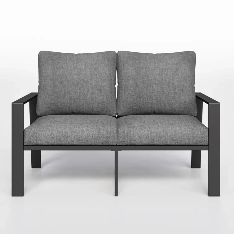 Patio Sofa Aluminum Patio Furniture Chair, Outdoor Seating Set 4" Cushion Loveseat for Balcony