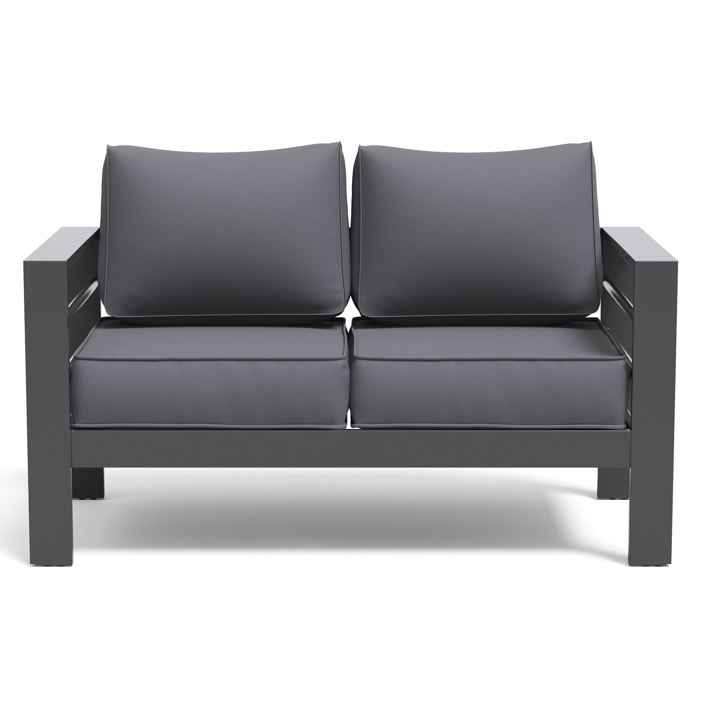 VONZOY Aluminum Patio Furniture Set, Loveseat Outdoor Set with 5 Inch Cushions, Patio Loveseat Sets with Waterproof Covers for Backyard Garden(Grey)