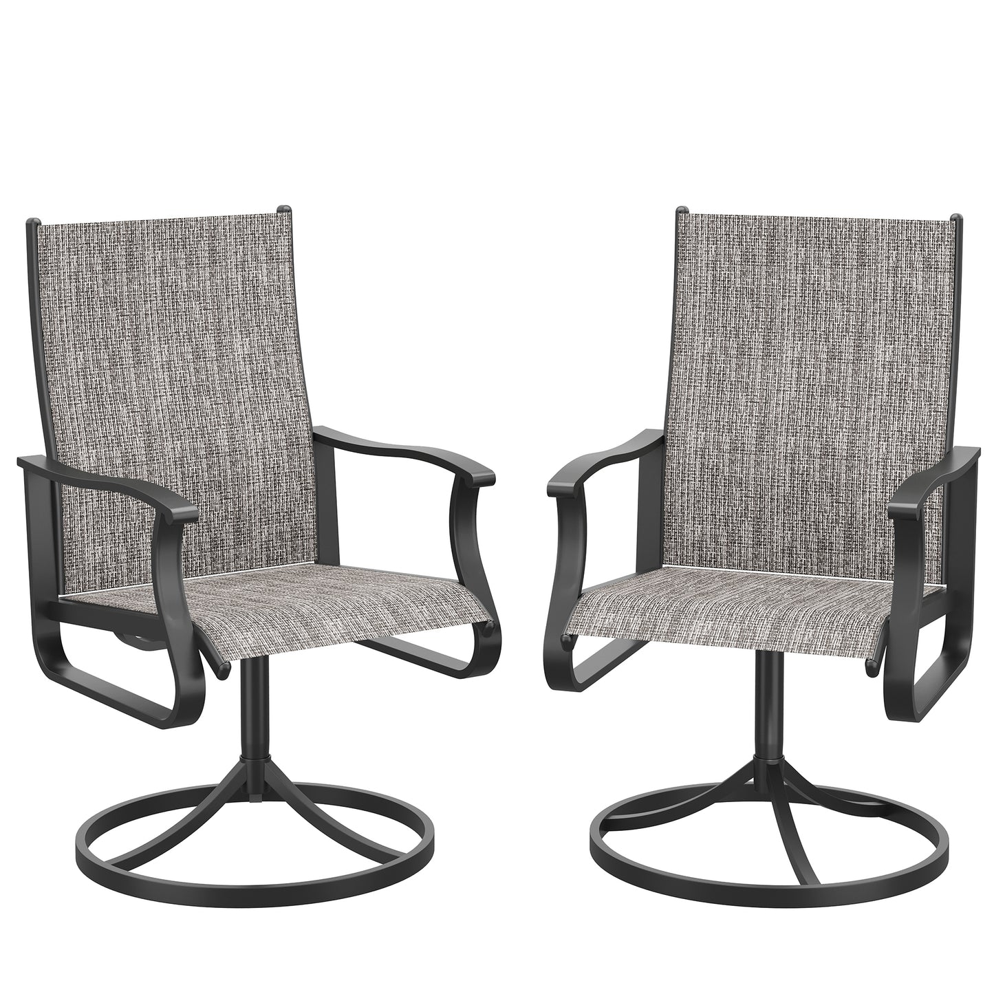VONZOY Patio Swivel Chairs Set of 2, Outdoor Dining Chairs with High Back, 360° Swivel Rocker Chair in All-Weather Textilene & Metal Frame for Garden, Porch, Backyard, Balcony(Grey)