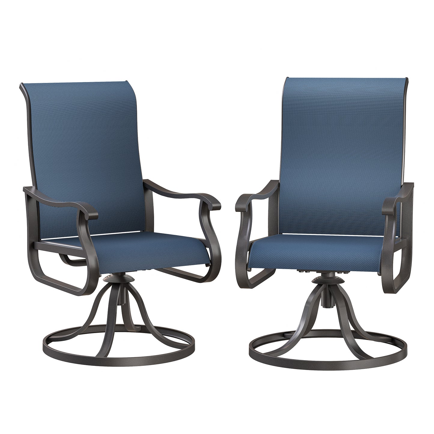 VONZOY Patio Swivel Chairs Set of 2, Outdoor Dining Chairs with High Back, All-weather Swivel Rocker Chair for Lawn, Porch or Garden (Navy)