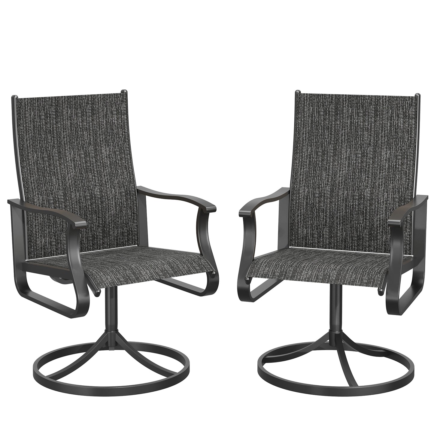 VONZOY Patio Swivel Chairs Set of 2, Outdoor Dining Chairs with High Back, 360° Swivel Rocker Chair in All-Weather Textilene & Metal Frame for Garden, Porch, Backyard, Balcony(Dark Grey)