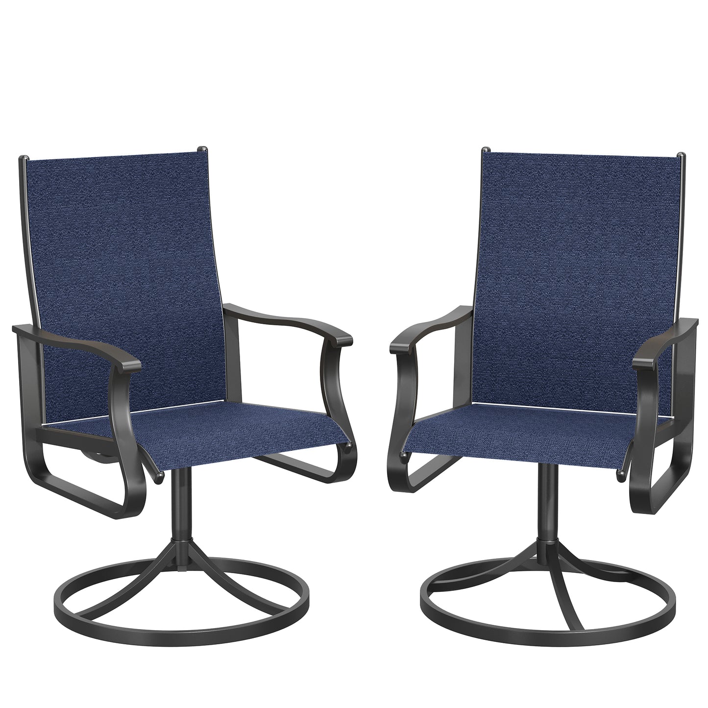 VONZOY Patio Swivel Chairs Set of 2, Outdoor Dining Chairs with High Back, 360° Swivel Rocker Chair in All-Weather Textilene & Metal Frame for Garden, Porch, Backyard, Balcony(Navy)