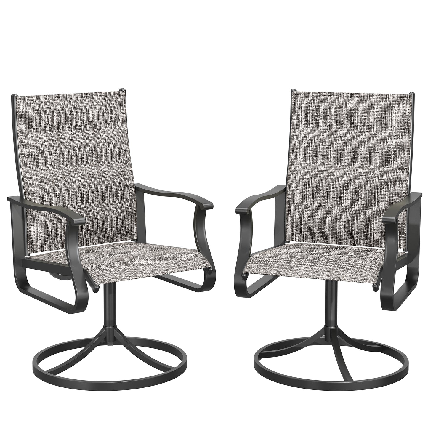 VONZOY Patio Swivel Chairs Set of 6, Outdoor Dining Chairs with High Back, 360° Swivel Rocker Chair in All-Weather Padded Textilene & Metal Frame for Garden, Porch, Backyard, Balcony(Padded Grey)