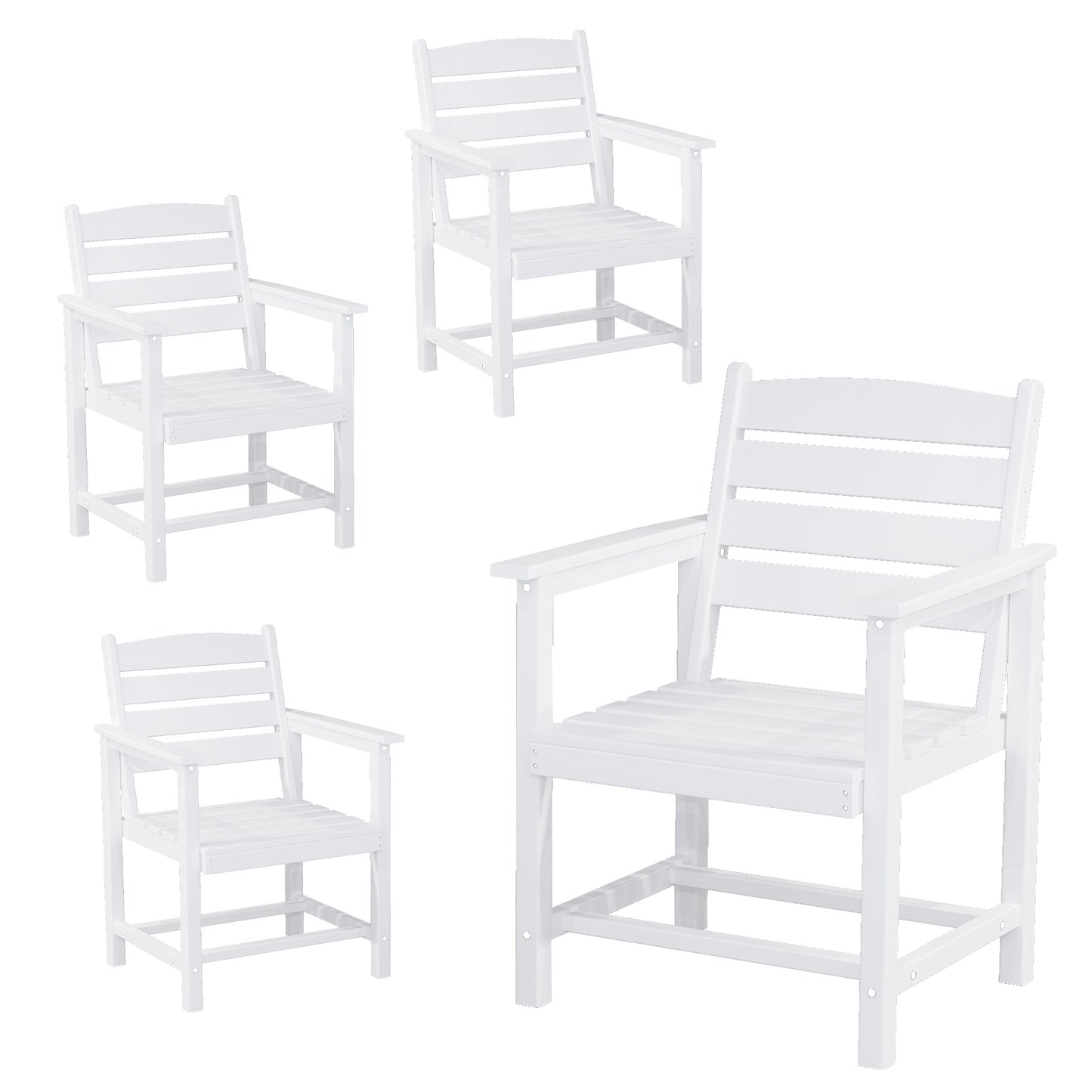 VONZOY Patio Dining Chairs Set of 4, HDPE Outdoor Furniture Set, Outdoor Dining Set for Garden, Backyard, Poolside (White, 4 Chairs)