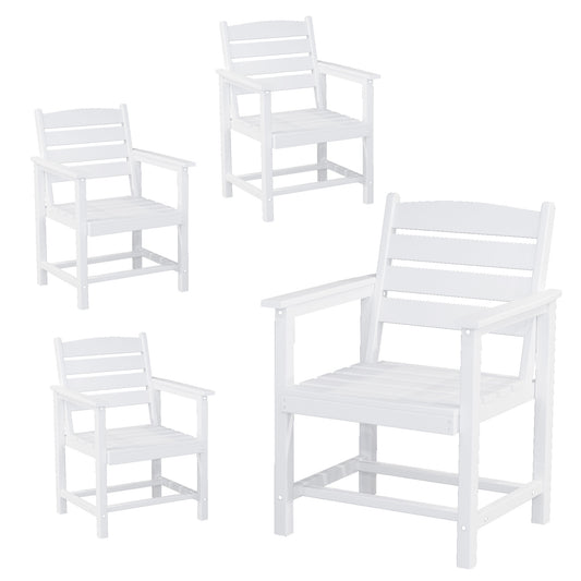 VONZOY Patio Dining Chairs Set of 4, HDPE Outdoor Furniture Set, Outdoor Dining Set for Garden, Backyard, Poolside (White, 4 Chairs)