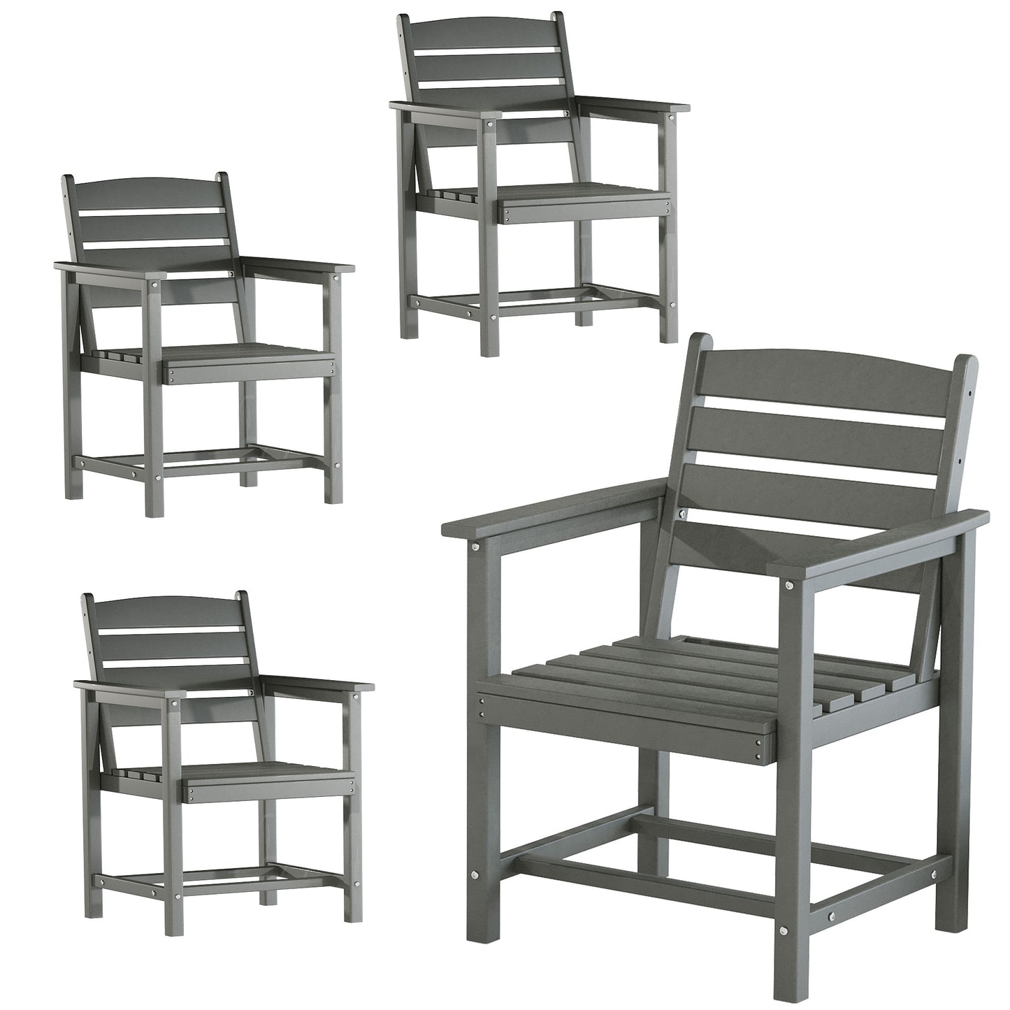 VONZOY Patio Dining Chairs Set of 4, HDPE Outdoor Furniture Set, Outdoor Dining Set for Garden, Backyard, Poolside (Gray, 4 Chairs)