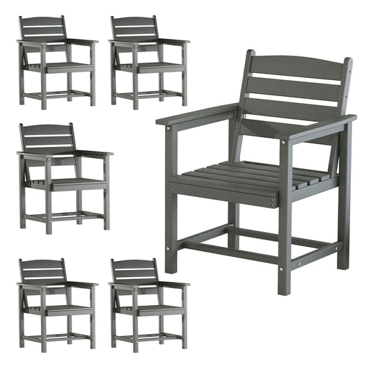 Vonzoy Patio Dining Chairs Set of 6, HDPE Outdoor Furniture Set, Outdoor Dining Set for Garden, Backyard, Poolside (Gray, 6 Chairs)