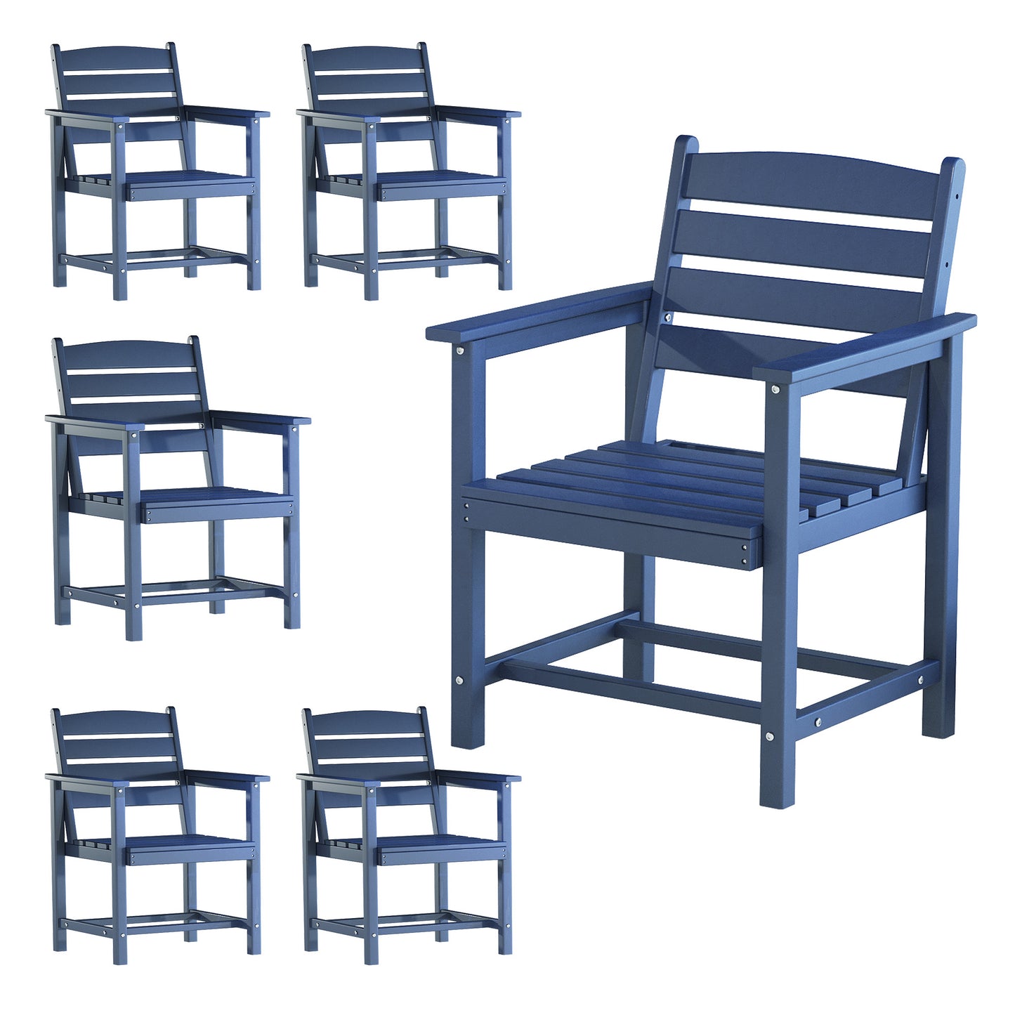 Vonzoy Patio Dining Chairs Set of 6, HDPE Outdoor Furniture Set, Outdoor Dining Set for Garden, Backyard, Poolside (Blue, 6 Chairs)