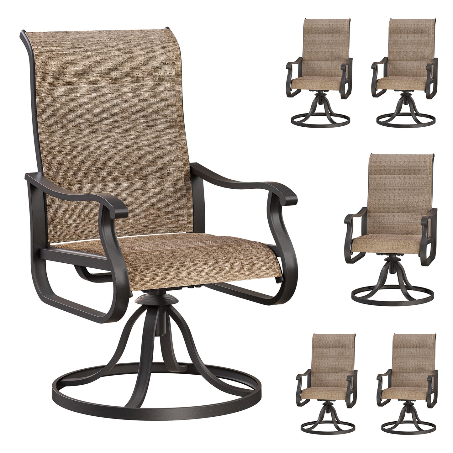 VONZOY Patio Swivel Chairs Set of 6, Outdoor Dining Chairs with High Back, All-Weather Swivel Rocker Chair for Lawn, Porch or Garden