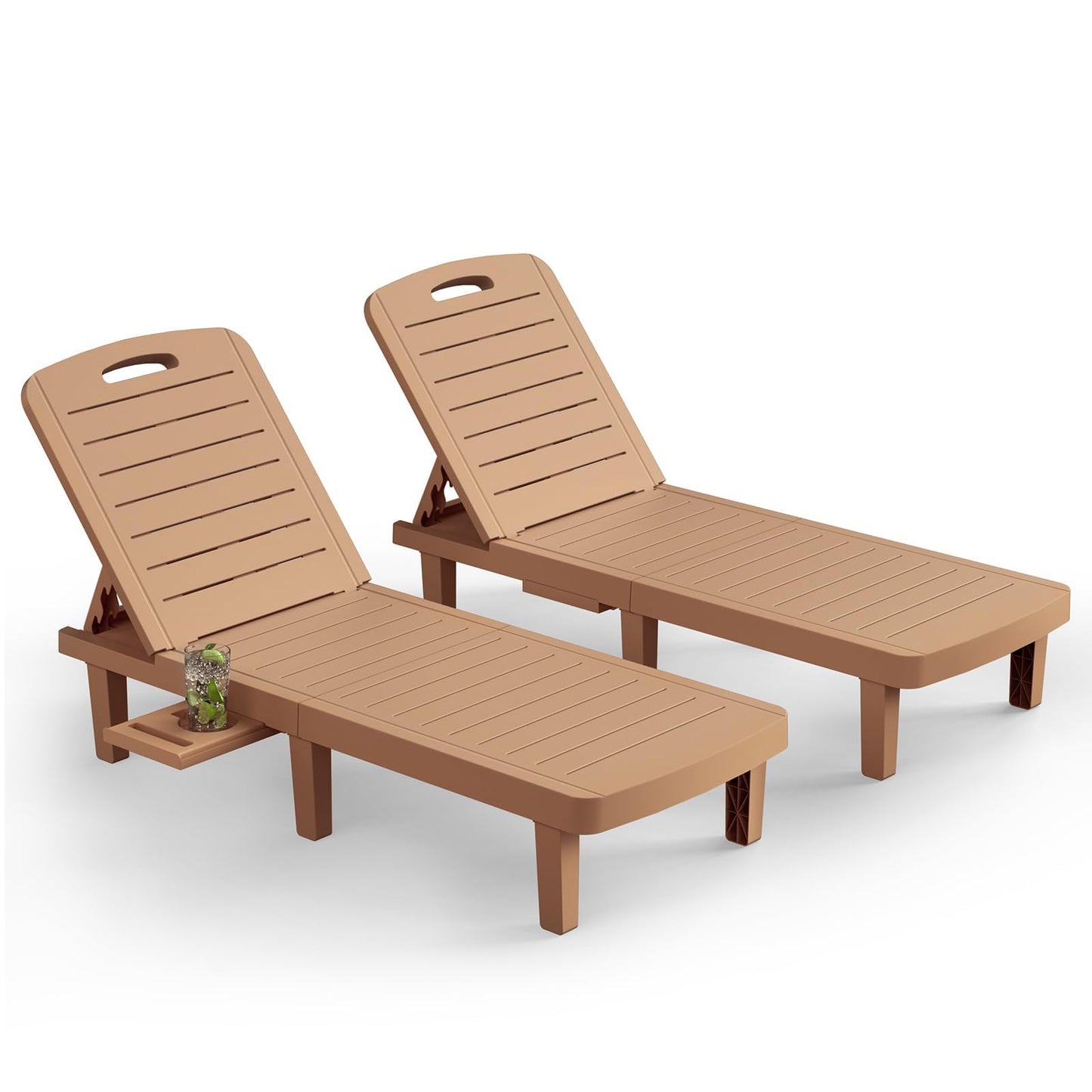 VONZOY Oversized Lounge Chair Outdoor, Resin Patio Lounge Chair with 5 Adjustable Backrest, Oversized Chaise Lounge Chair with Storage Rack for Pool, Deck, Indoor, Garden