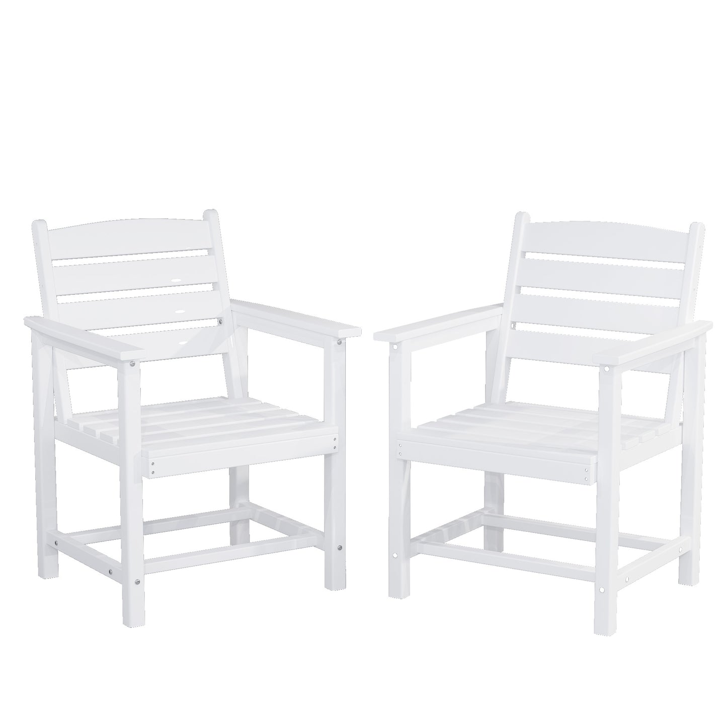 VONZOY Patio Dining Chairs Set of 2, HDPE Outdoor Furniture Set, Outdoor Dining Set for Garden, Backyard, Poolside (White, 2 Chairs)