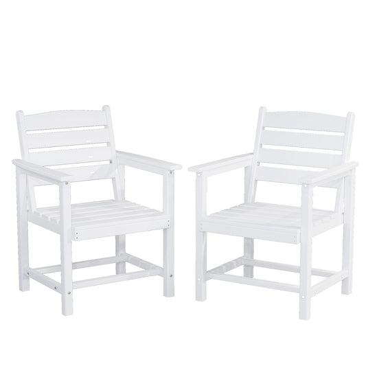 VONZOY Patio Dining Chairs Set of 2, HDPE Outdoor Furniture Set, Outdoor Dining Set for Garden, Backyard, Poolside (White, 2 Chairs)