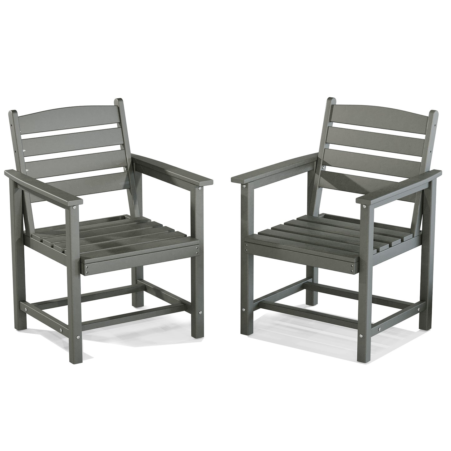 VONZOY Patio Dining Chairs Set of 2, HDPE Outdoor Furniture Set, Outdoor Dining Set for Garden, Backyard, Poolside (Gray, 2 Chairs)