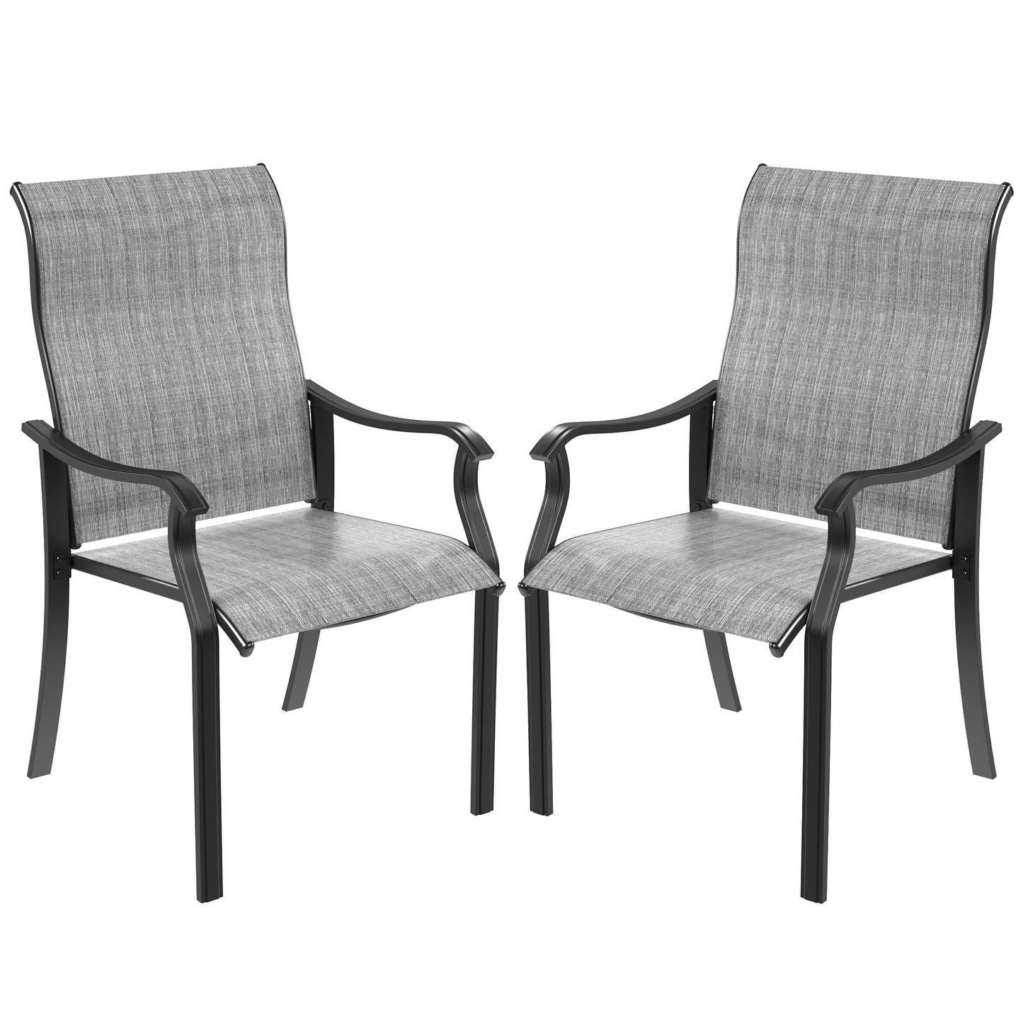 VONZOY Outdoor Patio Dining Chairs Set of 2, High Back Patio Chairs, All-Weather Textilene Outdoor Seating with Armrests for Lawn, Porch and Backyard (Light Grey 2 Chairs)