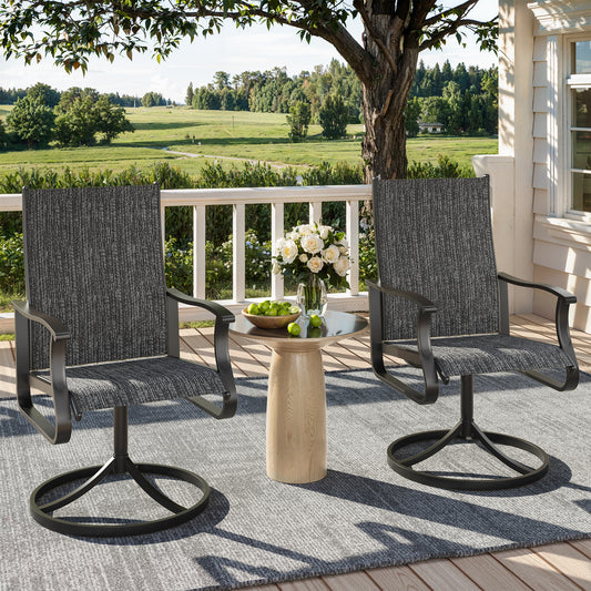 VONZOY Patio Swivel Chairs Set of 4, Outdoor Dining Chairs with High Back, 360° Swivel Rocker Chair in All-Weather Textilene & Metal Frame for Garden, Porch, Backyard, Balcony(Dark Grey)