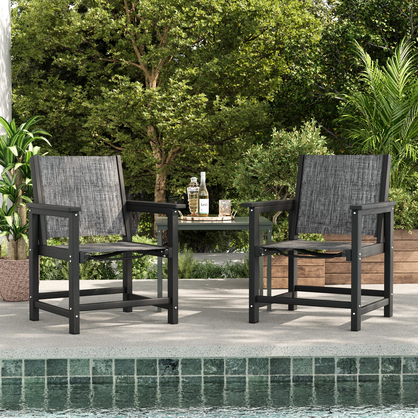 VONZOY Dining Chairs Set for 4, Textile Patio Chairs, Weather and Crack Resistance, 4 PCS Outdoor Seats for Porch Backyard Poolside Deck Indoor Lawn Garden Indoor Dining Room