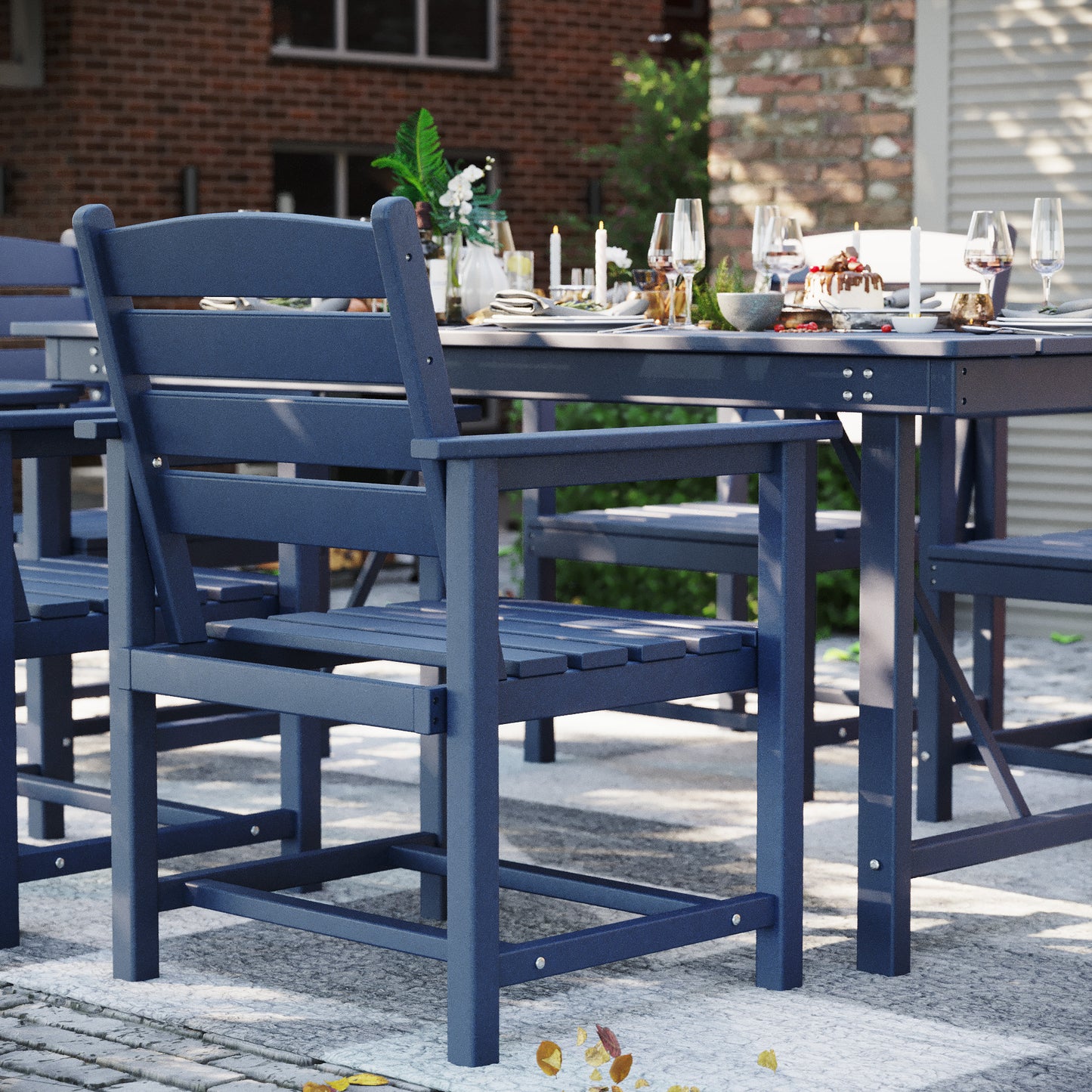 Vonzoy Patio Dining Chairs Set of 2, HDPE Outdoor Furniture Set, Outdoor Dining Set for Garden, Backyard, Poolside (Blue, 2 Chairs)