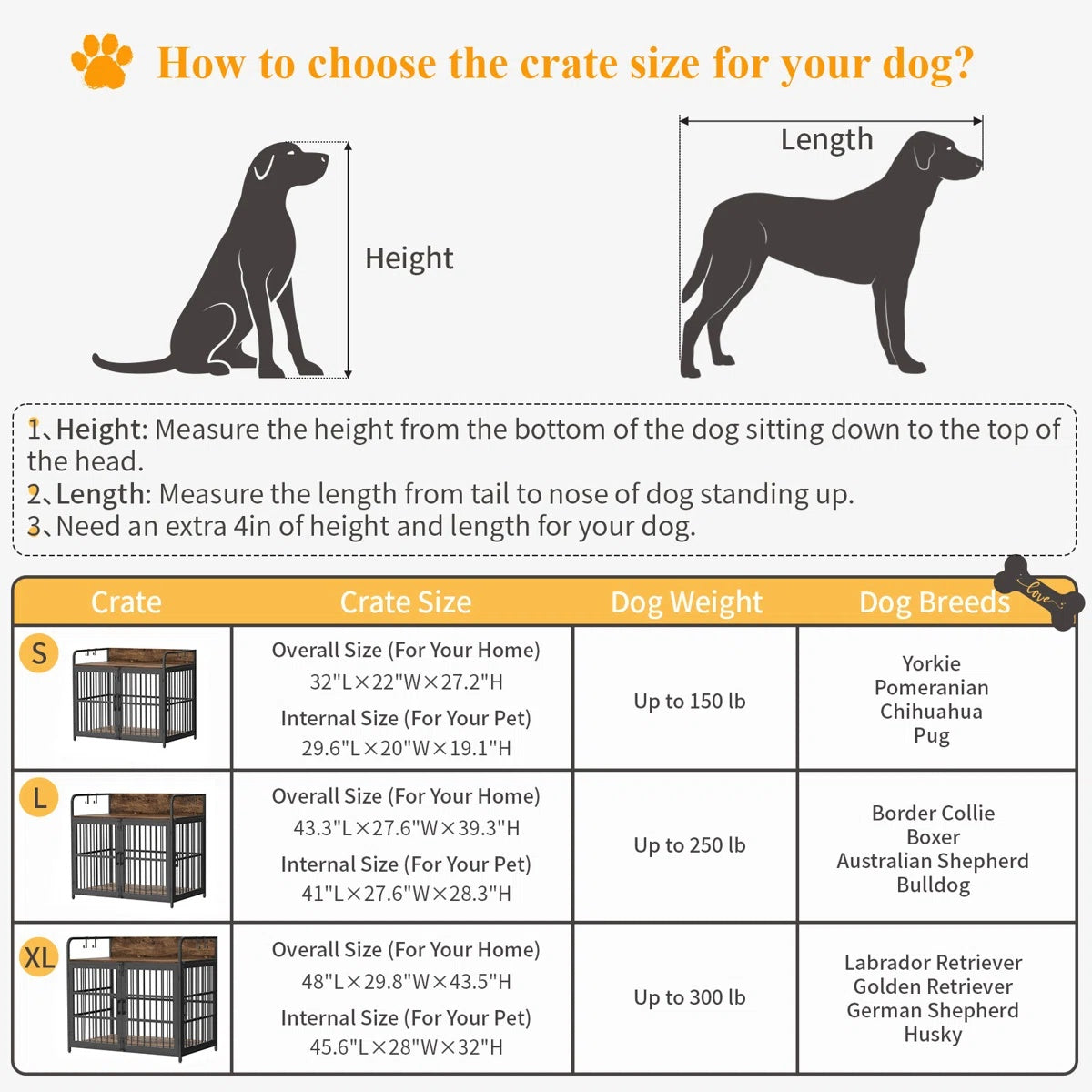 Dog Crate Furniture, 32" Side End Table, Modern Kennel for Dogs Indoor up to 150 lb, Heavy-Duty Dog Cage with Enclosed Base, Double-Door Dog House for Puppies or Medium Dogs