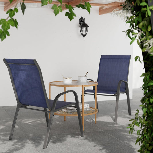 VONZOY Patio Dining Chairs Set of 4, Outdoor Stackable Dining Chairs High Back for All Weather, Patio Furniture for Backyard, Porch, Garden, Pool Deck (Blue)