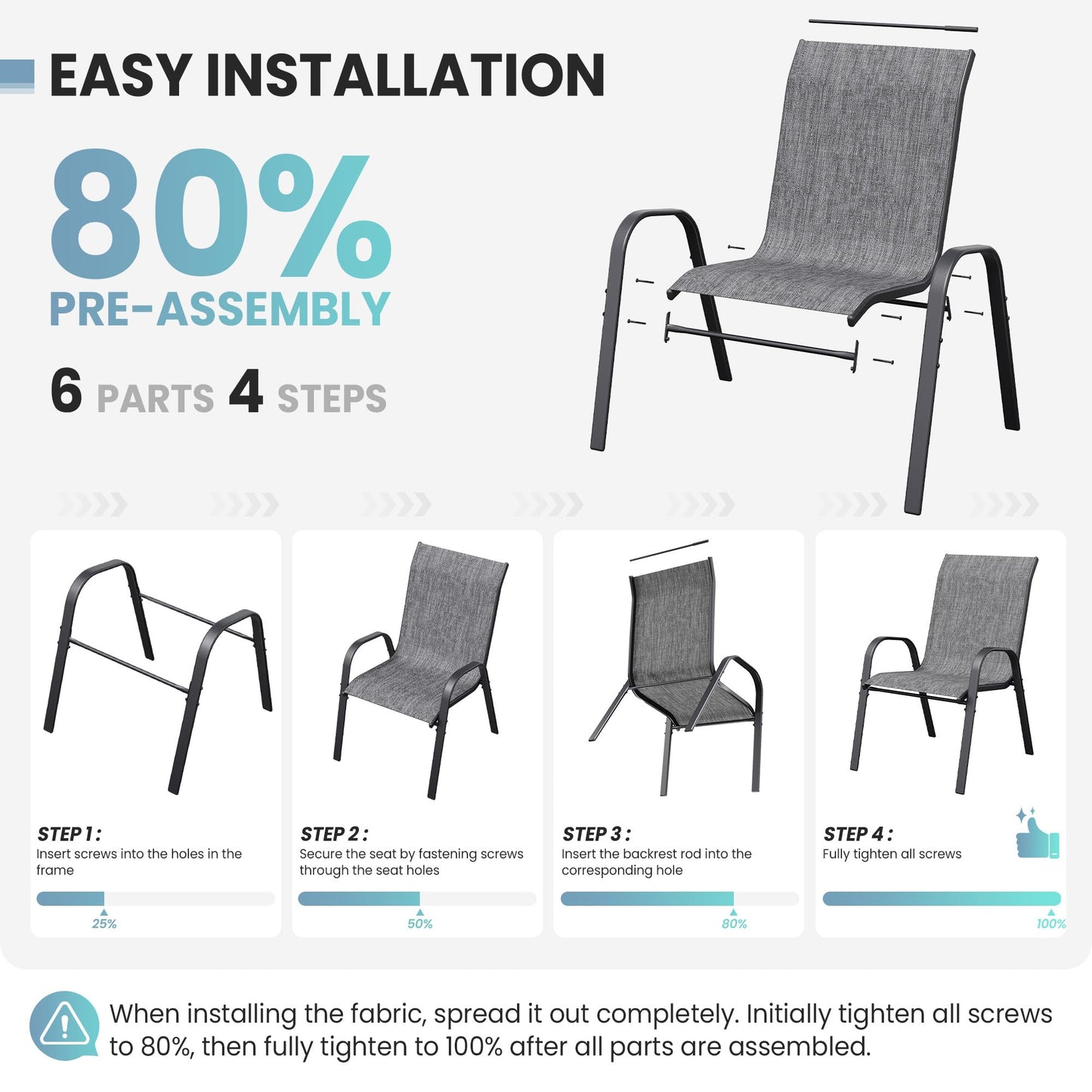 Patio Table And Chairs Set - 3 Piece Outdoor Stackable Dinging Chairs For All Weather,Breathable Garden Furniture For Deck Garden Backyard (Light Grey)