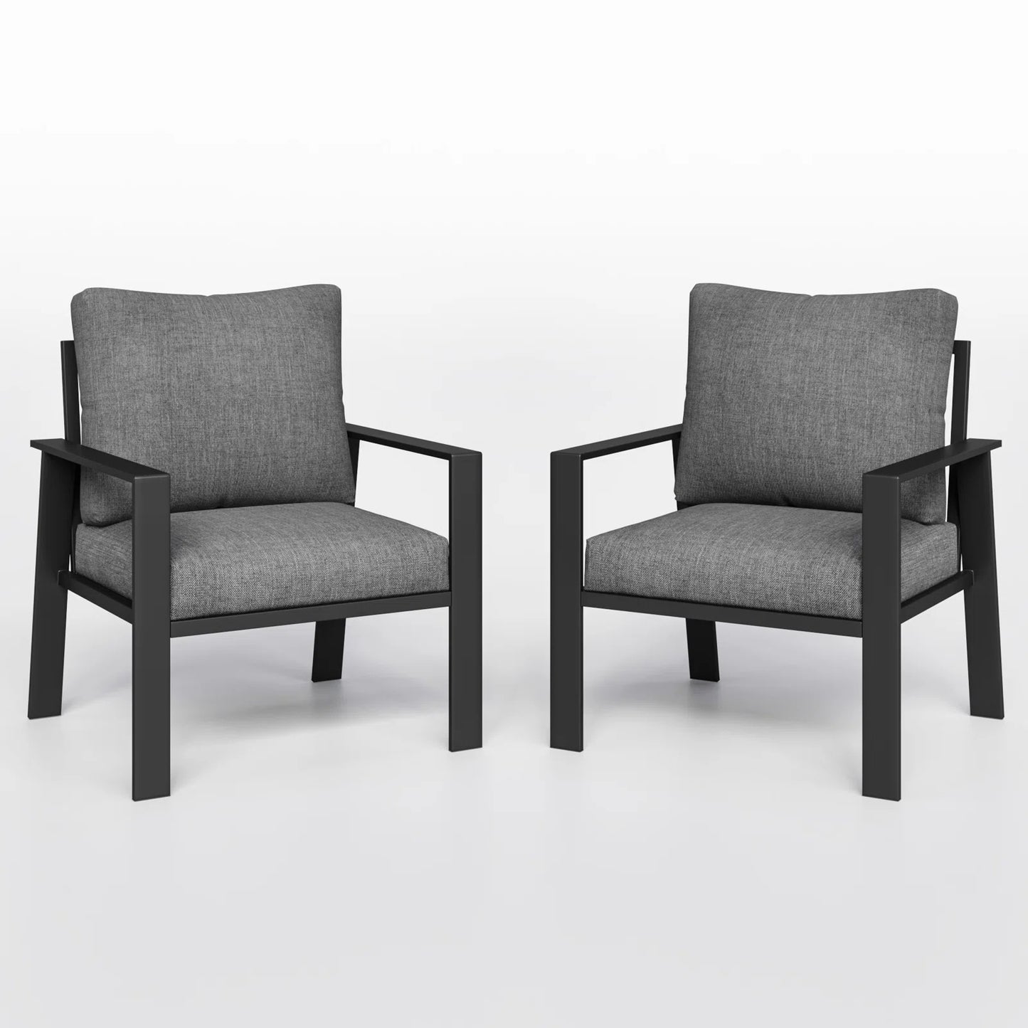 2 PCS Aluminum Patio Furniture Chair, Outdoor Seating Set 4" Cushion Loveseat Sofa for Balcony
